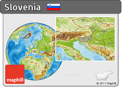 Savanna Style Location Map of Slovenia, physical outside, hill shading