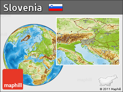 Savanna Style Location Map of Slovenia, physical outside, hill shading