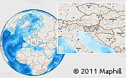 Shaded Relief Location Map of Slovenia, lighten, land only