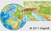 Shaded Relief Location Map of Slovenia, physical outside