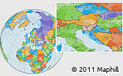 Shaded Relief Location Map of Slovenia, political outside