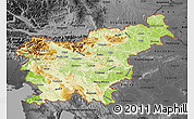 Physical Map of Slovenia, darken, desaturated