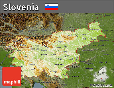 Physical Map of Slovenia, darken