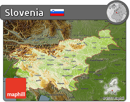 Physical Map of Slovenia, darken