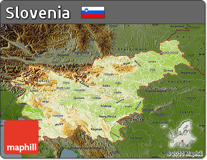 Physical Map of Slovenia, darken