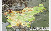 Physical Map of Slovenia, darken, semi-desaturated