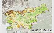 Physical Map of Slovenia, lighten, semi-desaturated