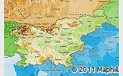 Physical Map of Slovenia, political shades outside