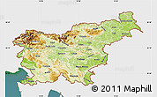 Physical Map of Slovenia, single color outside, satellite sea