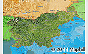 Satellite Map of Slovenia, political shades outside, satellite sea