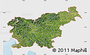 Satellite Map of Slovenia, single color outside, bathymetry sea, shaded relief sea
