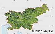Satellite Map of Slovenia, single color outside, shaded relief sea