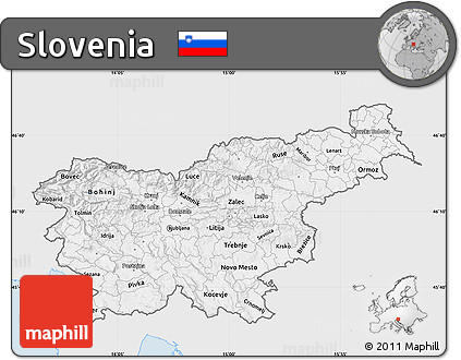 Silver Style Map of Slovenia, single color outside