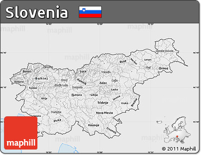 Silver Style Map of Slovenia, single color outside