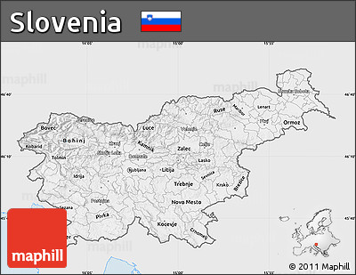 Silver Style Map of Slovenia, single color outside