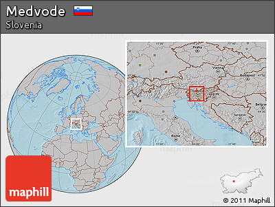 Gray Location Map of Medvode, hill shading