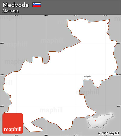 Gray Simple Map of Medvode, cropped outside