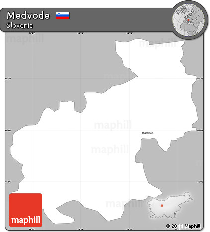 Gray Simple Map of Medvode, single color outside