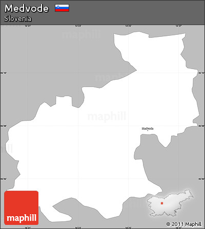 Gray Simple Map of Medvode, single color outside