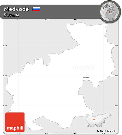 Silver Style Simple Map of Medvode, single color outside