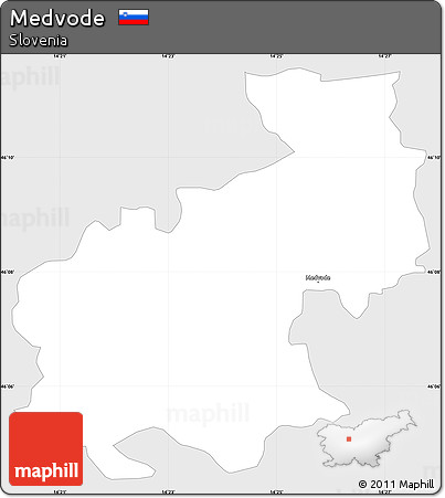 Silver Style Simple Map of Medvode, single color outside