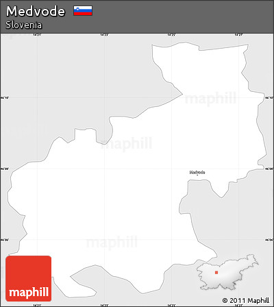 Silver Style Simple Map of Medvode, single color outside