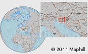 Gray Location Map of Menges, within the entire country, hill shading