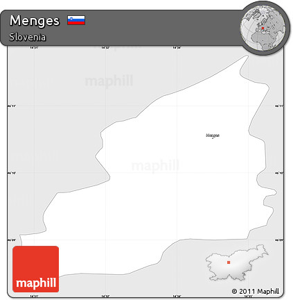 Silver Style Simple Map of Menges, single color outside