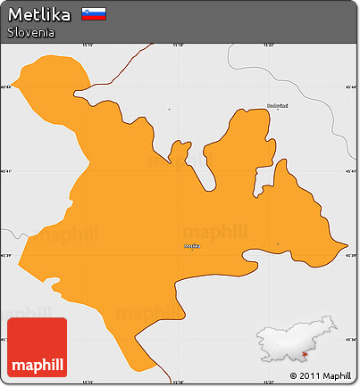 Political Simple Map of Metlika, single color outside, borders and labels