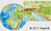 Physical Location Map of Moravske Toplice, within the entire country