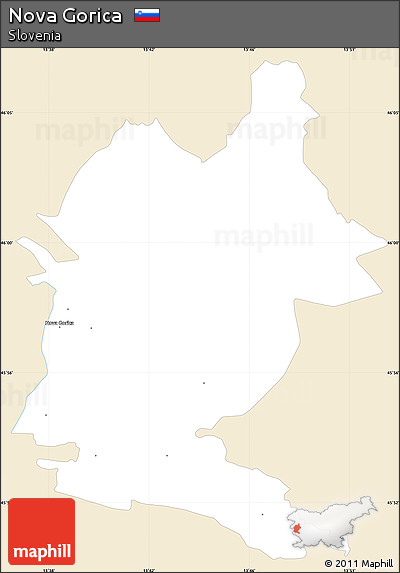 Classic Style Simple Map of Nova Gorica, single color outside