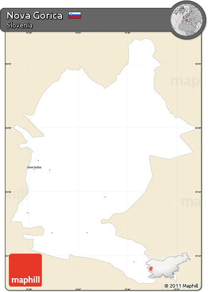 Classic Style Simple Map of Nova Gorica, single color outside