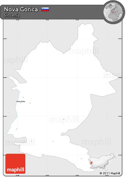 Silver Style Simple Map of Nova Gorica, single color outside