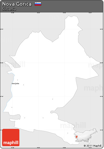 Silver Style Simple Map of Nova Gorica, single color outside