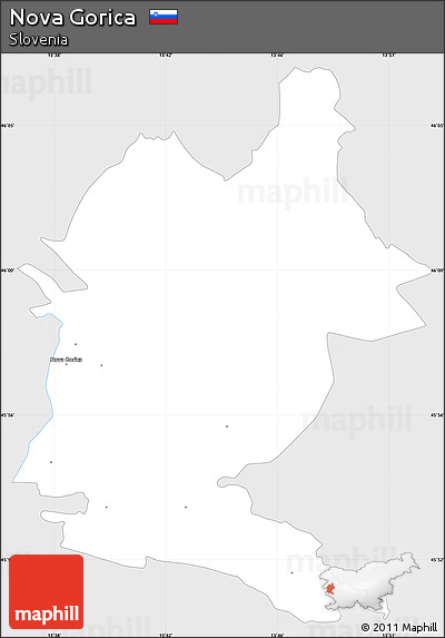 Silver Style Simple Map of Nova Gorica, single color outside