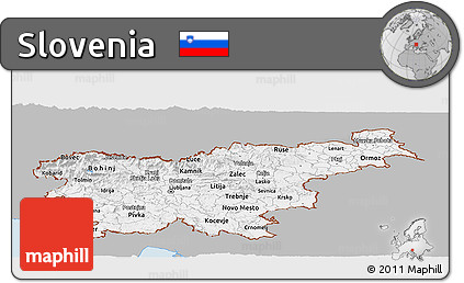 Gray Panoramic Map of Slovenia, single color outside