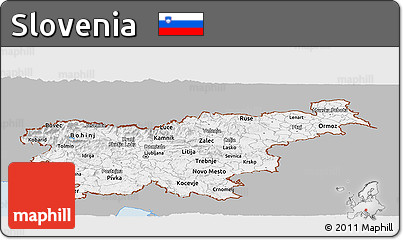 Gray Panoramic Map of Slovenia, single color outside