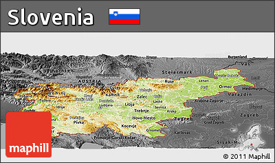 Physical Panoramic Map of Slovenia, darken, desaturated