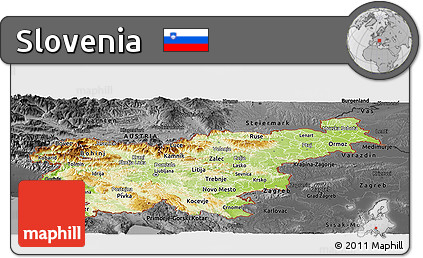 Physical Panoramic Map of Slovenia, darken, desaturated