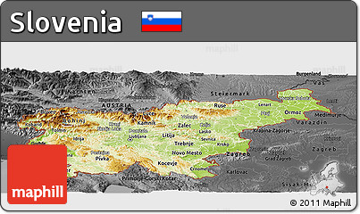 Physical Panoramic Map of Slovenia, darken, desaturated