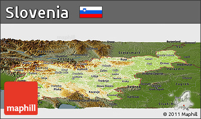 Physical Panoramic Map of Slovenia, darken