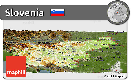 Physical Panoramic Map of Slovenia, darken