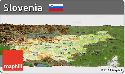 Physical Panoramic Map of Slovenia, darken