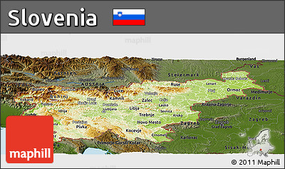 Physical Panoramic Map of Slovenia, darken, land only