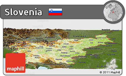 Physical Panoramic Map of Slovenia, darken, land only