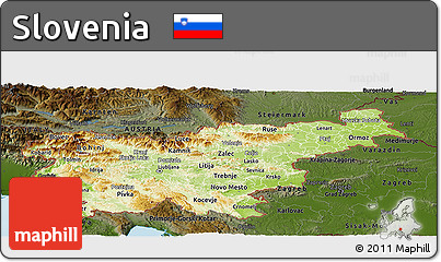 Physical Panoramic Map of Slovenia, darken, land only