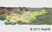 Physical Panoramic Map of Slovenia, darken, semi-desaturated, land only