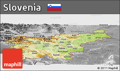 Physical Panoramic Map of Slovenia, desaturated