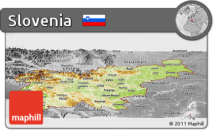 Physical Panoramic Map of Slovenia, desaturated