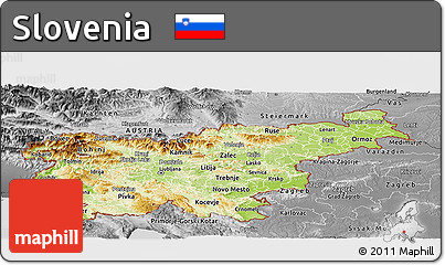 Physical Panoramic Map of Slovenia, desaturated